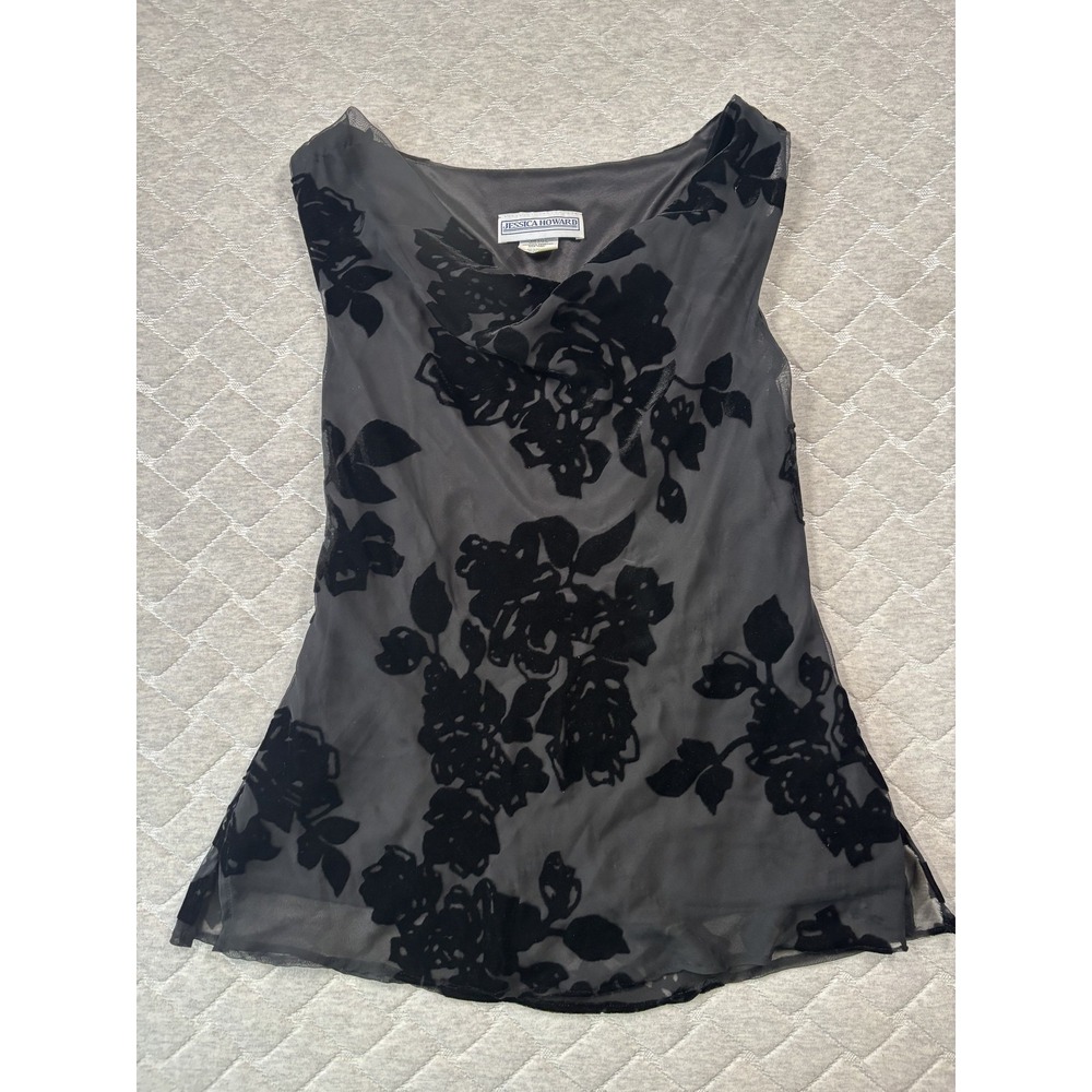 Jessica Howard Dress Womens 16‎ Black Sheer Floral 2 Piece Sleeveless Maxi Set - Picture 4 of 12